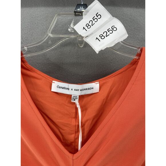 NWT Curations X Amy Morrison Dress Womens Sz S V-Neck Ruched Mini Mango - Picture 14 of 14
